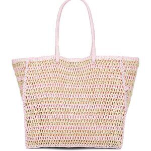 BTB Los Angeles Torino Tote in Natural & Petal pink beach bag